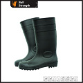 Black PVC Rain Boots with Steel Toecap (Sn1216)